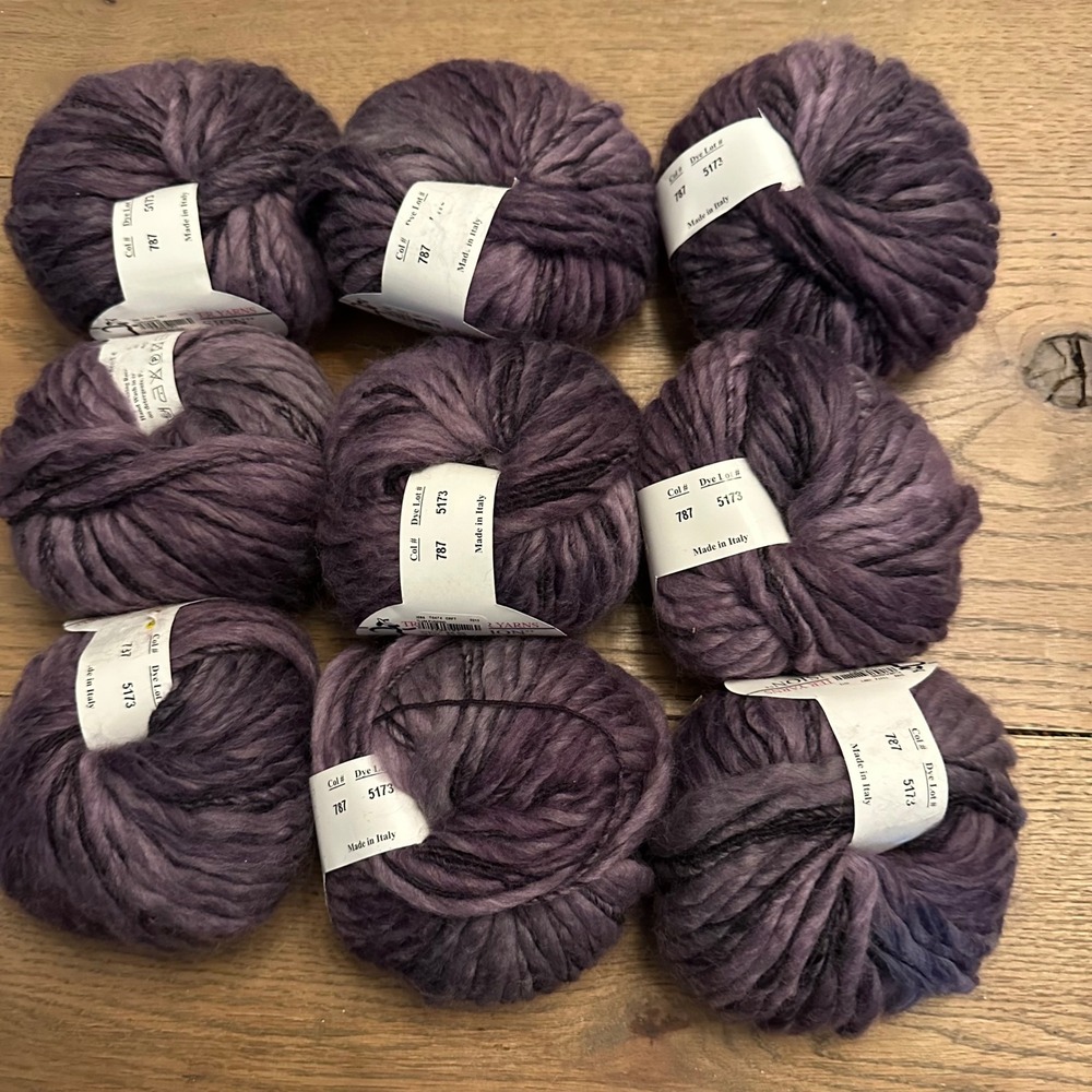 Trendsetter Yarns Illusion Plum Pudding Wool Blend Italy 9 Balls Dye Lot 5173
